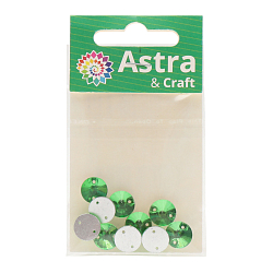 РИ003НН10 Хрустальные стразы пришивные круглые, зеленые 10мм, 10шт/упак Astra&Craft