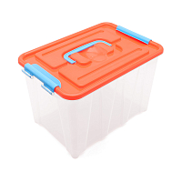 Контейнер для хранения пластмассовый с крышкой и ручками 6л, 285*190*180 мм (оранжевый)